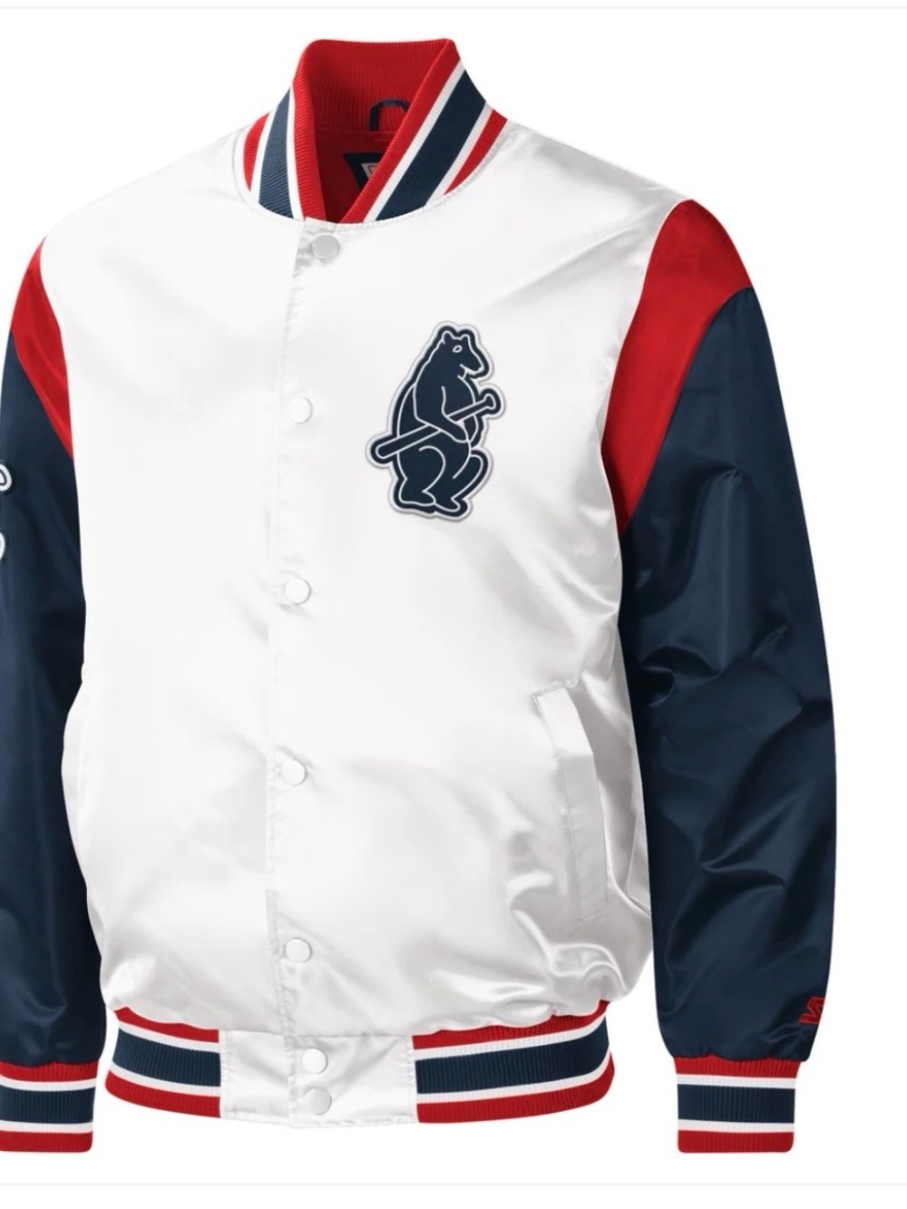 STARTER White, Navy & Red Varsity Bomber Jacket